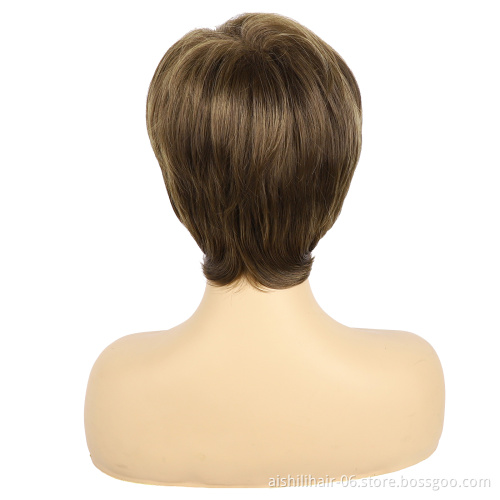 wholesale cheap short copper browan natural straight wigs synthetic hair wigs for women
